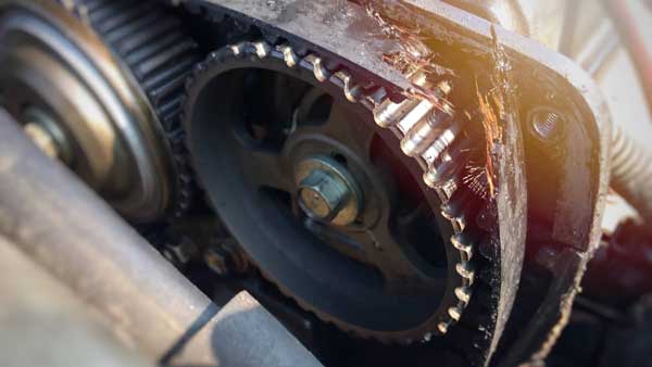 Damaged timing belt
